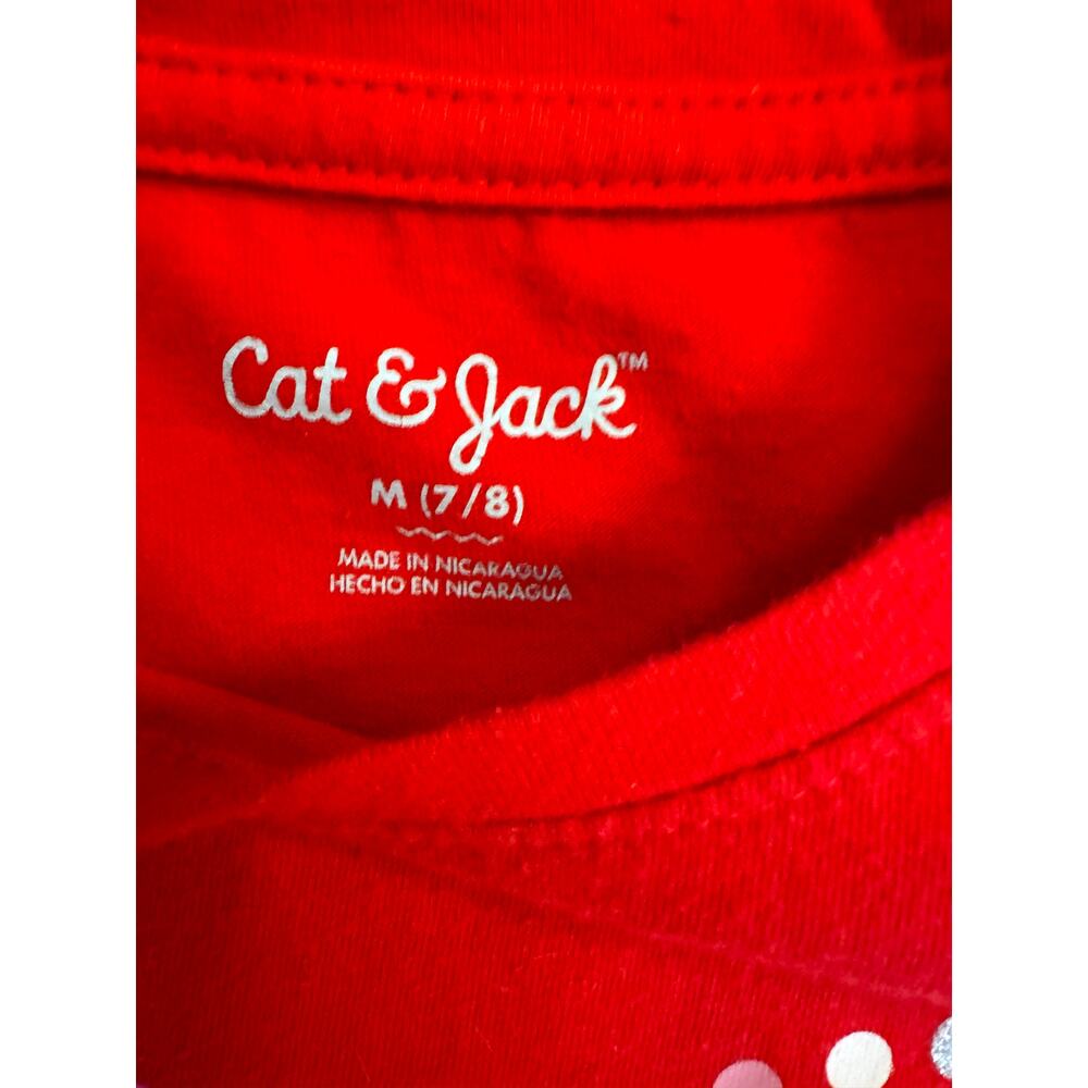 Girls Cat & Jack Cotton Red Long Sleeve T Shirt Hearts Valentines DaySize 7-8 - Picture 4 of 4